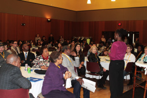 Alexis Bivens, director, Thrive by 25, Fairfield County’s Community Foundation welcomes Thrive by 25 attendees at the 1st by youth for youth Summit. 217 young adults from 17 towns and cities attended the event held at Sacred Heart University earlier this month.