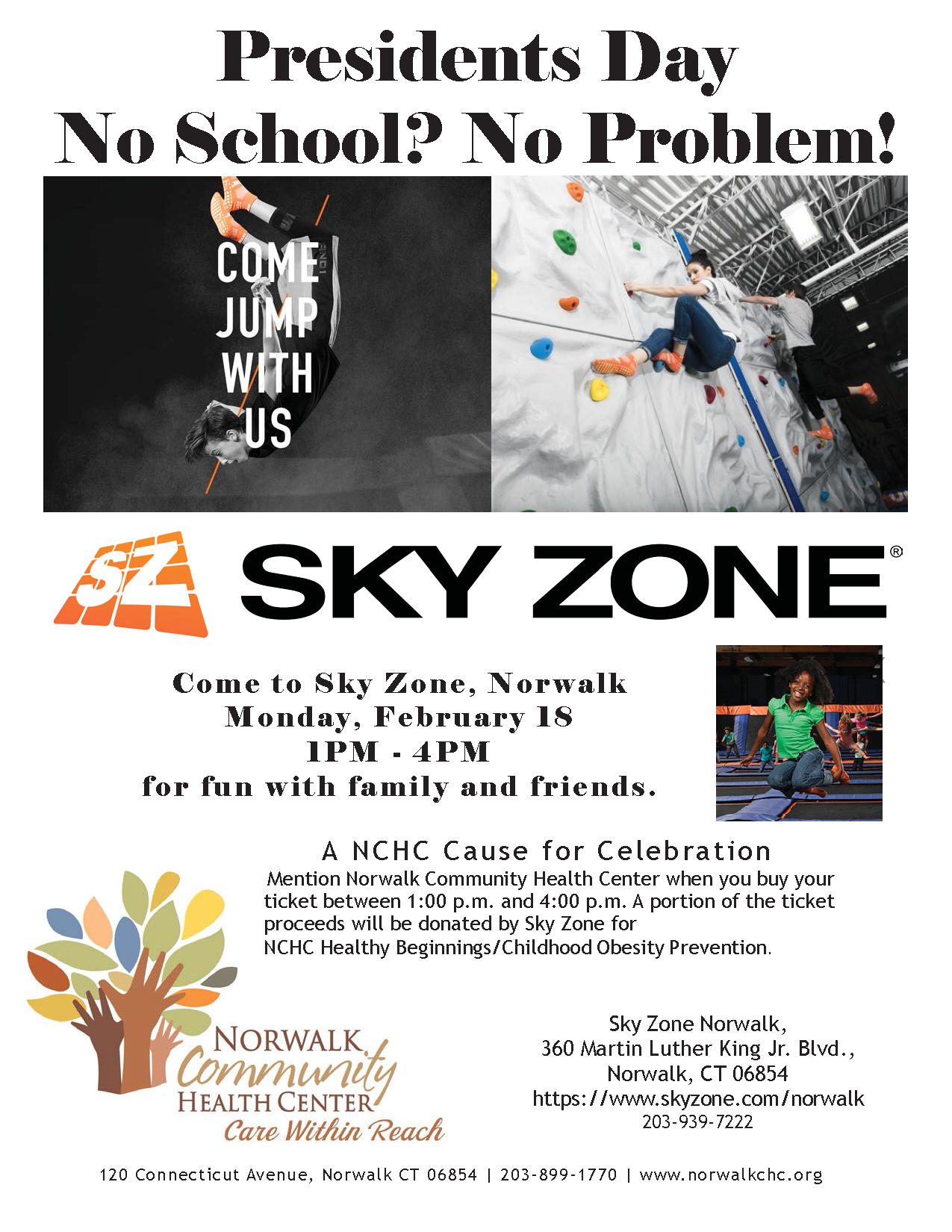 Sky Zone Norwalk Presidents Day Benefit For Norwalk Community Health Center Fairfield County S Community Foundation